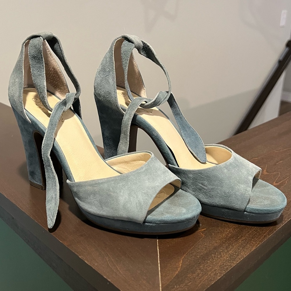 SEYCHELLES BLUE SUEDE SANDALS